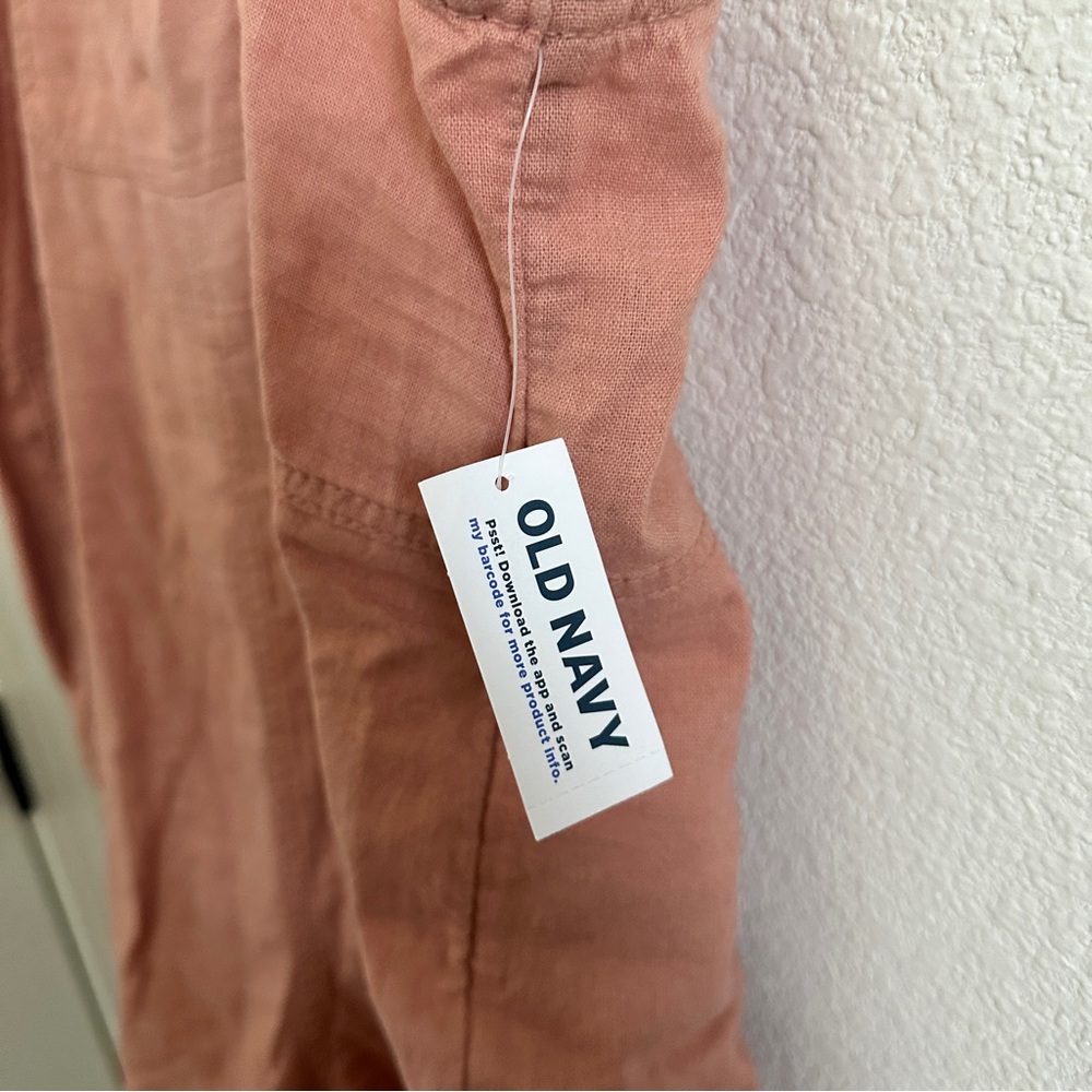 NWT Old Navy Coral Sleeveless Waist-Defined Linen-Blend Utility Romper [Sz: 2X] - Picture 7 of 8